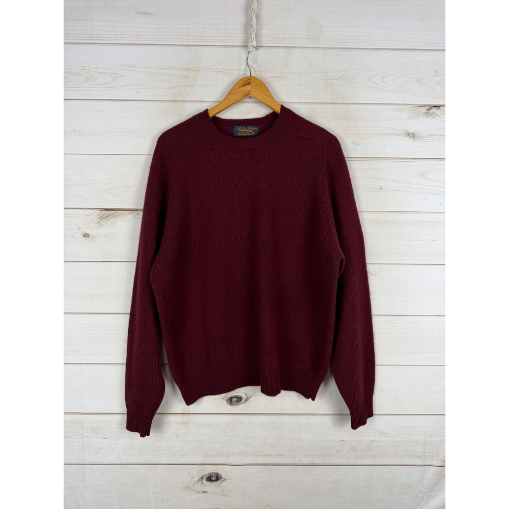 VTG Brooks Brothers Sweater Mens Medium Maroon 100% Shetland Wool Crewneck